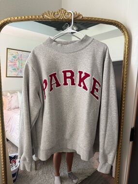 Parker Gray Mockneck with Red Lettering L/XL